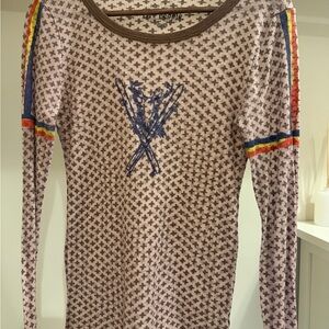 Free People Multicolor Graphic Long Sleeve Top